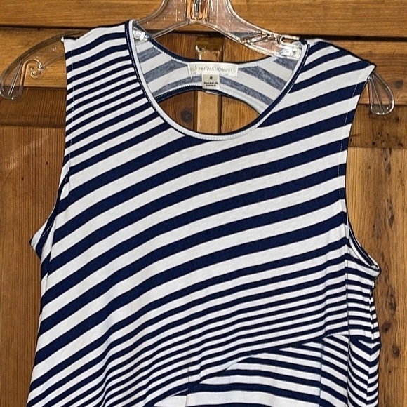 JohnPaulRichard Blue & White Striped Print Sleeveless Summer dress Sz. S - Picture 2 of 11